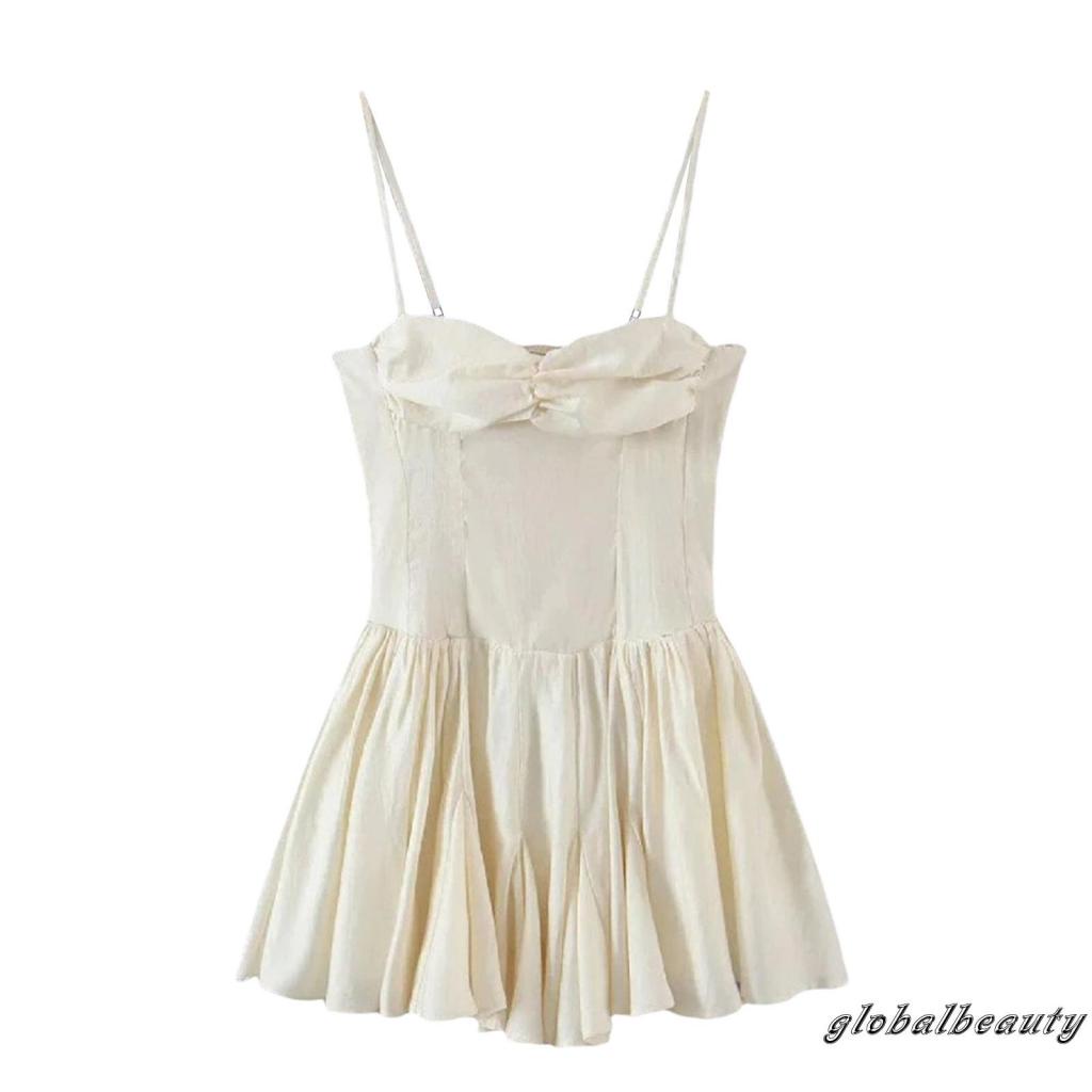 Đầm Mini Không Tay 00GB Hở Lưng Màu Trơn Thời Trang Mùa Hè Cho Nữ