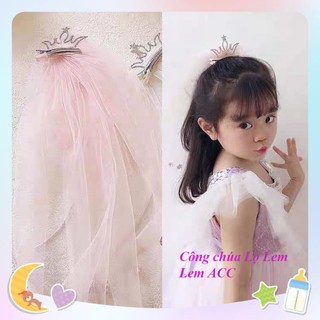 Kẹp tóc công chúa cho bé gái, kẹp tóc vương miện rủ dài L057