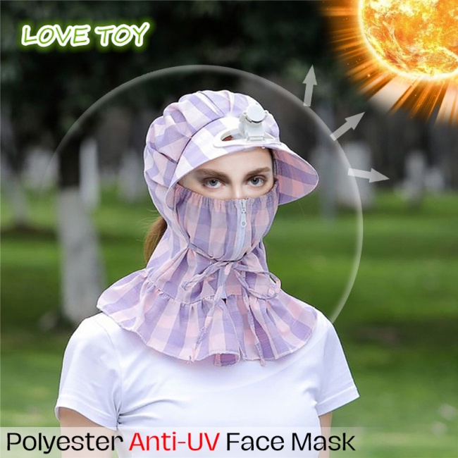 Nón Chống Nắng Kèm Khẩu Trang Chống Tia UV Bằng Polyester Kèm Quạt Tiện Dụng