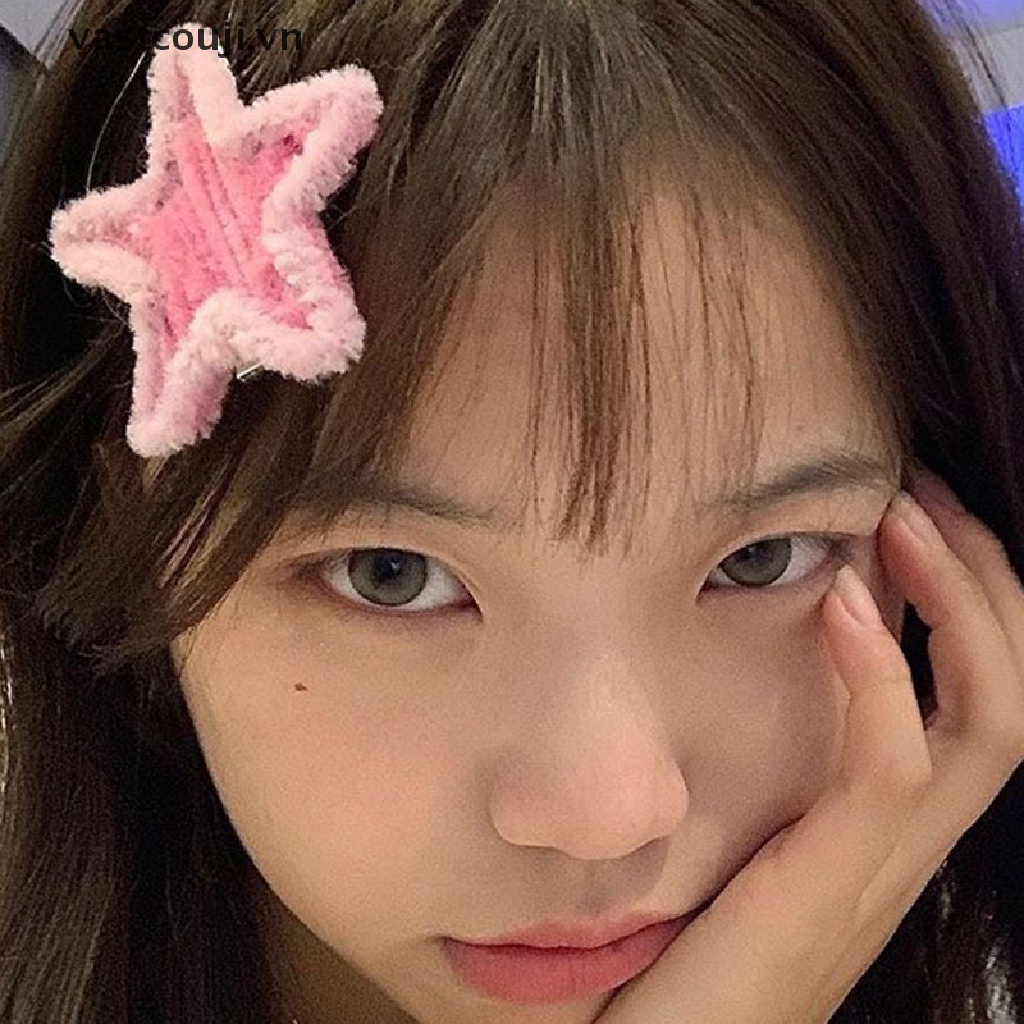 Kẹp Tóc Hình Ngôi Sao Phối Lông Phong Cách Lolita Y2k