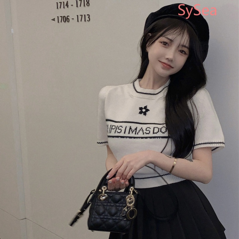 Áo Dệt Kim Thêu Chữ Thời Trang Mùa Hè Cho Nữ