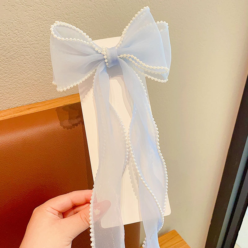 Kẹp Tóc Đính Nơ Ruy Băng Dài Xinh Xắn Cho Bé Gái