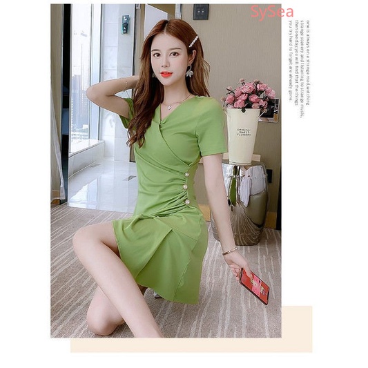 Đầm Cổ Chữ V Thời Trang Mùa Hè Hàn Quốc Dành Cho Nữ