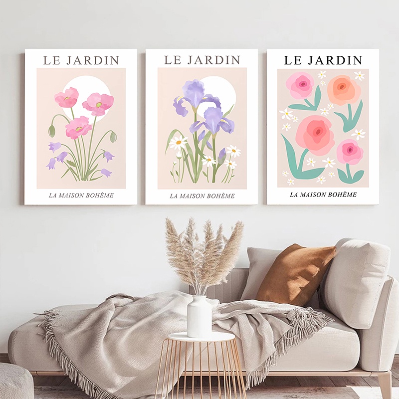 Tranh Vải Canvas Treo Tường Trang Trí Hình Hoa Và Bướm Xinh Xắn