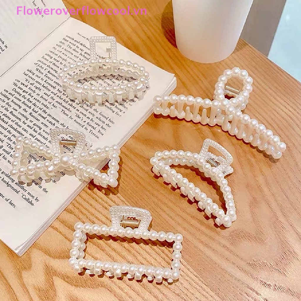 Kẹp Tóc Càng Cua Đính Hạt Ngọc Trai Nhân Tạo