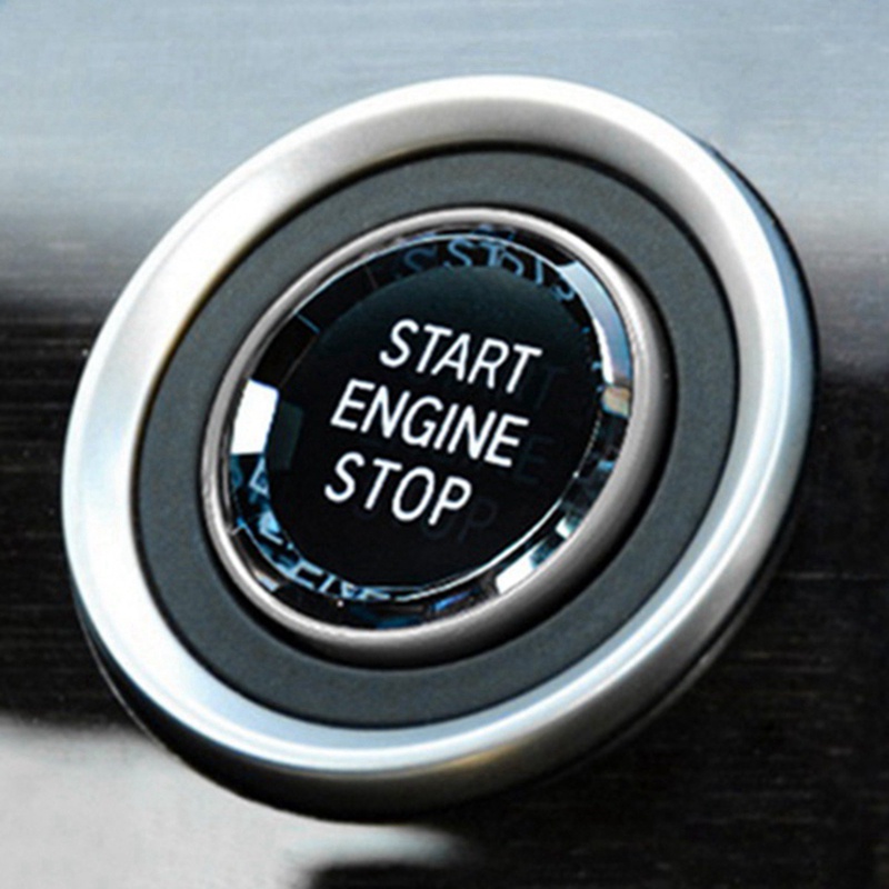 Bộ 2 Miếng Dán Công Tắc Khởi Động Xe Hơi Màu Đỏ / Bạc Đính Pha Lê Sang Trọng Cho BMW- 3 / 5 Series