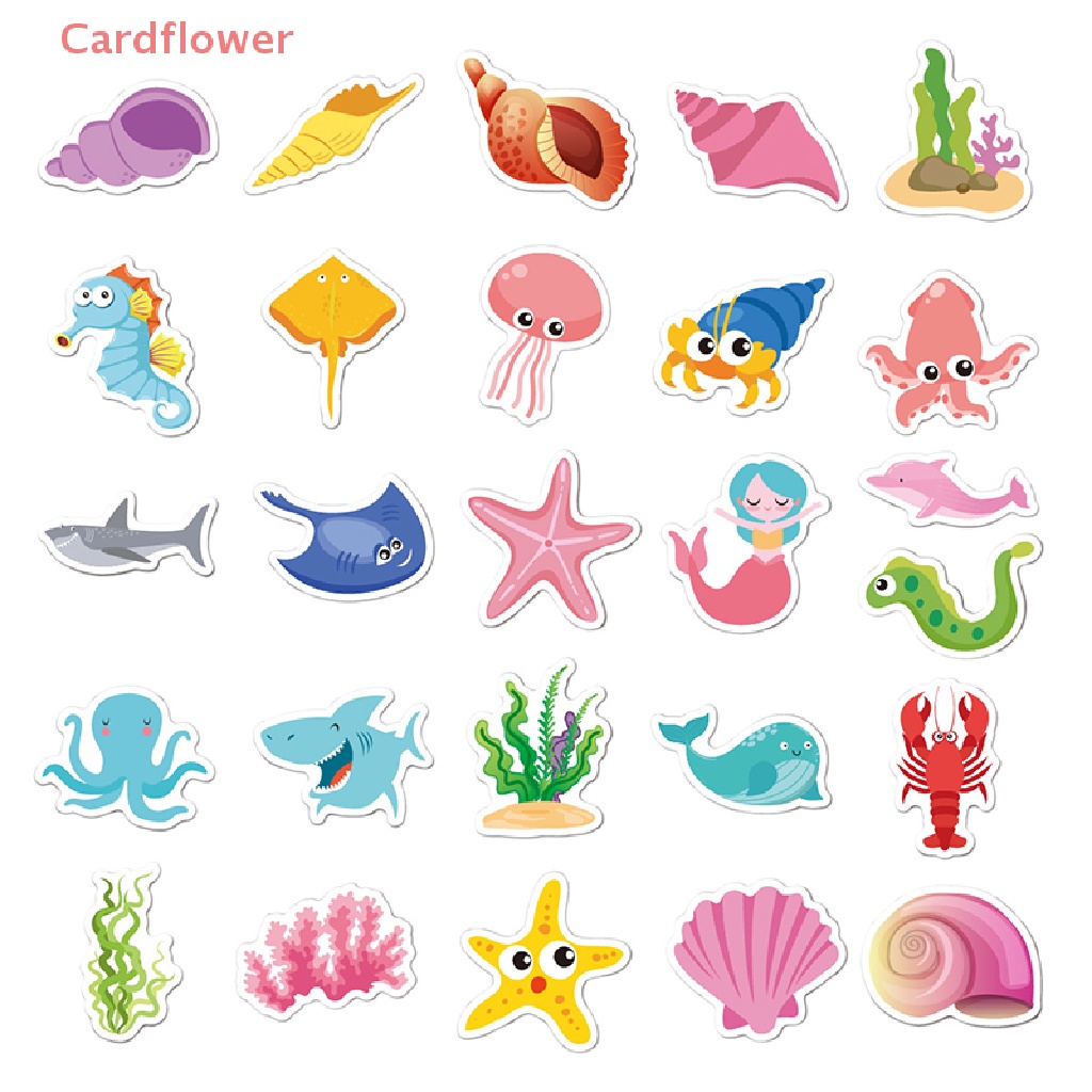 50 Sticker Dán Trang Trí Hình Động Vật Biển Cho Sổ Tay Xe Máy Mới