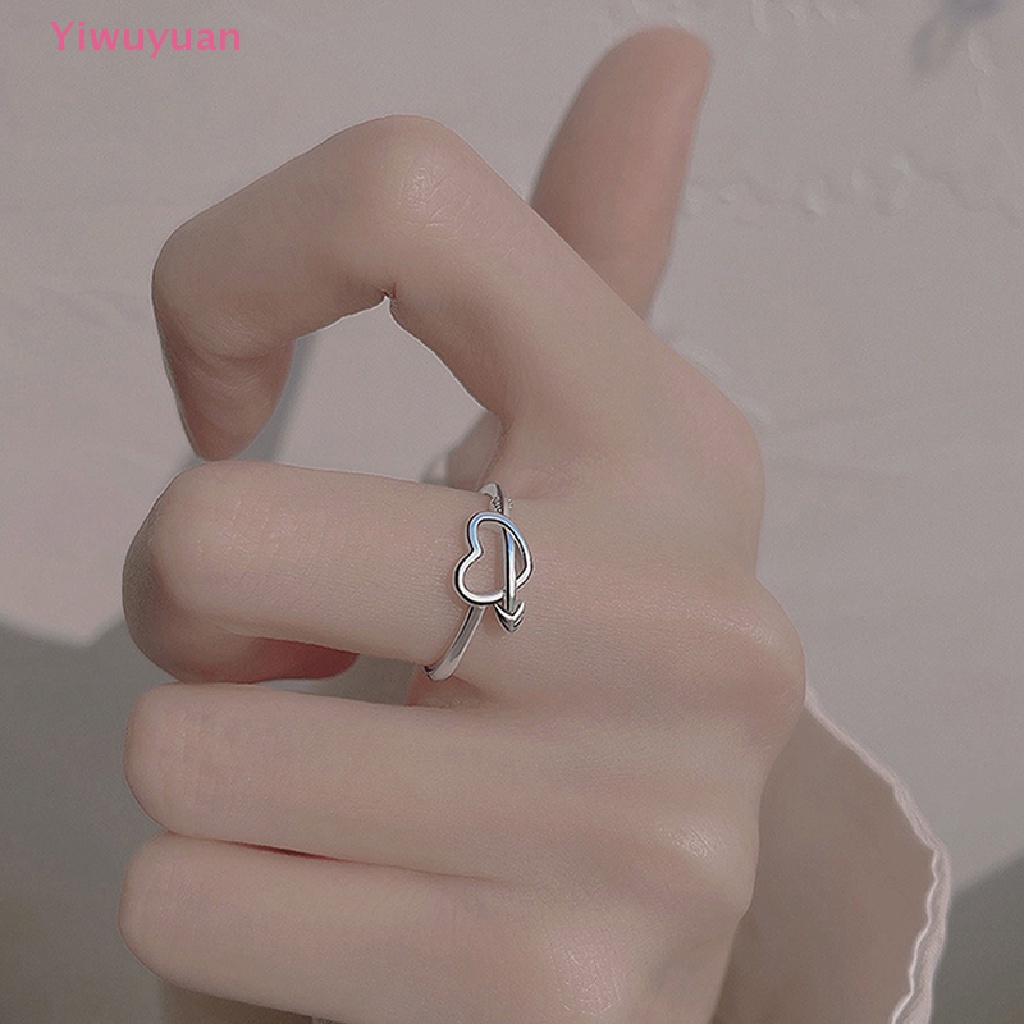 < Yiwuyuan > Nhẫn Cưới Hình Mũi Tên Màu Bạc Lãng Mạn Tinh Tế Kích Thước Miễn Phí Cho Nữ Giới