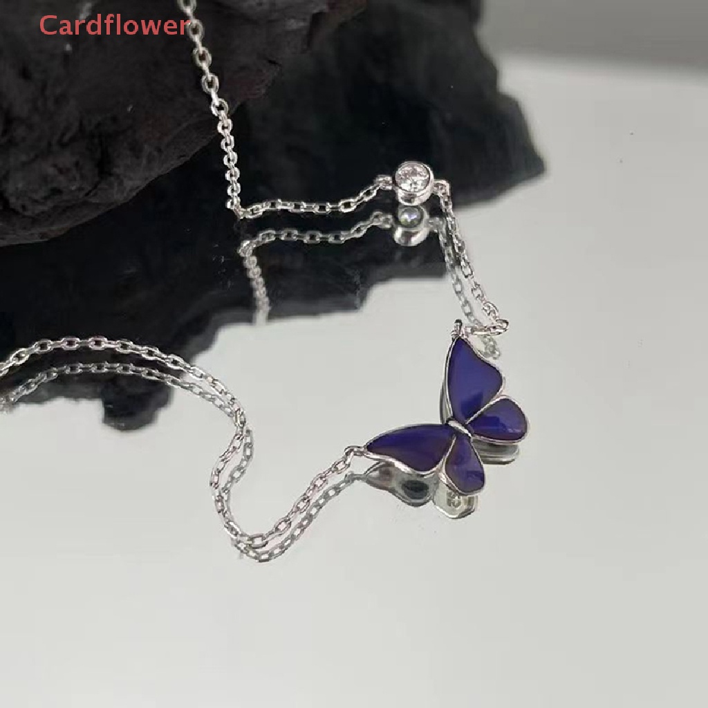 Vòng cổ Mặt Bướm Đổi Màu Theo Nhiệt Độ Bằng Thép Không Gỉ Mới