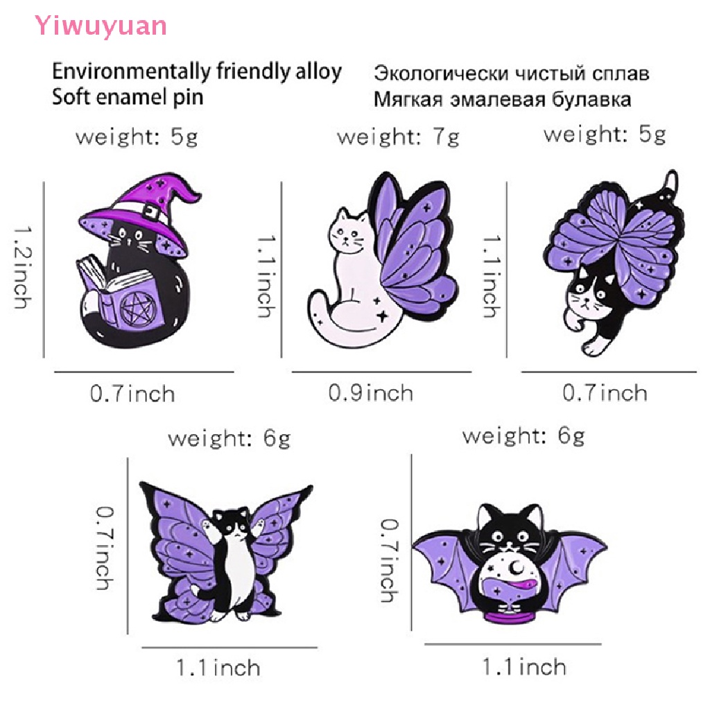 &lt; Yiwuyuan &gt; Ghim Cài Áo Tráng Men Hình Bướm Mèo Phù Thủy Đính Pha Lê Ma Thuật Thích Hợp Làm Quà Cho Bạn Thân Mới