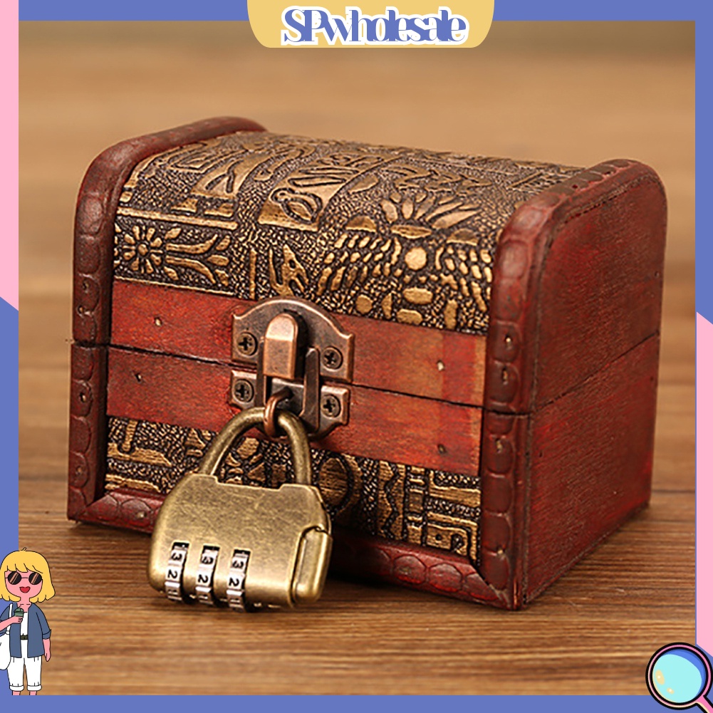 <SPwholesale> Hộp Đựng Trang Sức Khắc Họa Tiết Cổ Điển Có Khóa