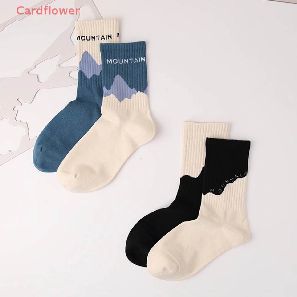 < Cardflower > Vớ Cotton Thoáng Khí Họa Tiết Không Đối Xứng Phong Cách Đường Phố A / B Thời Trang Cho Nam