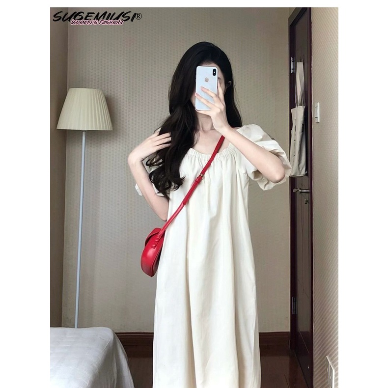 Đầm Dáng Dài Rộng Tay Phồng Thời Trang Mùa Hè Pháp Cho Nữ