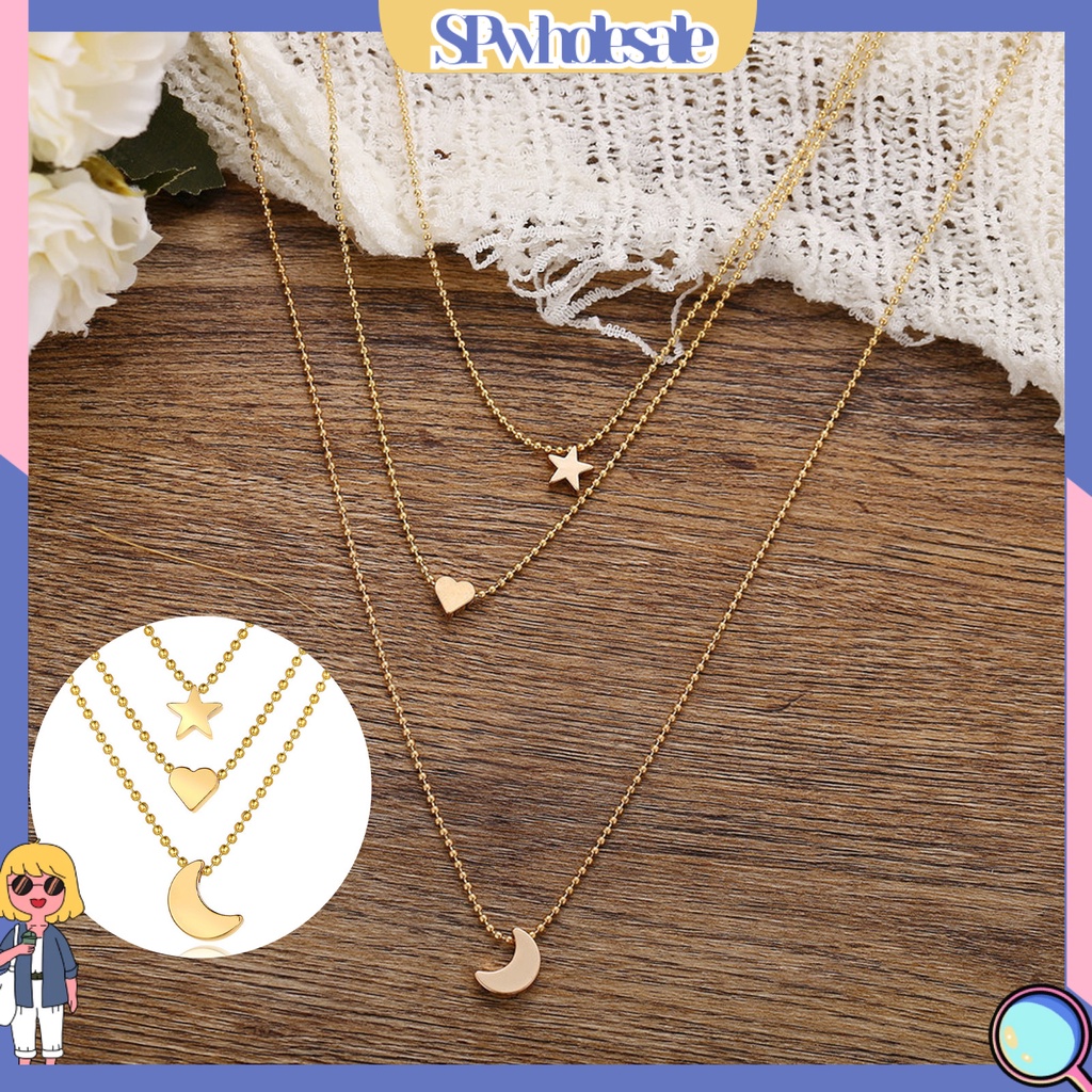 &lt;SPwholesale&gt; Vòng cổ Nhiều Lớp Hình Ngôi Sao Bằng Thép Không Gỉ Thời Trang Cho Nữ