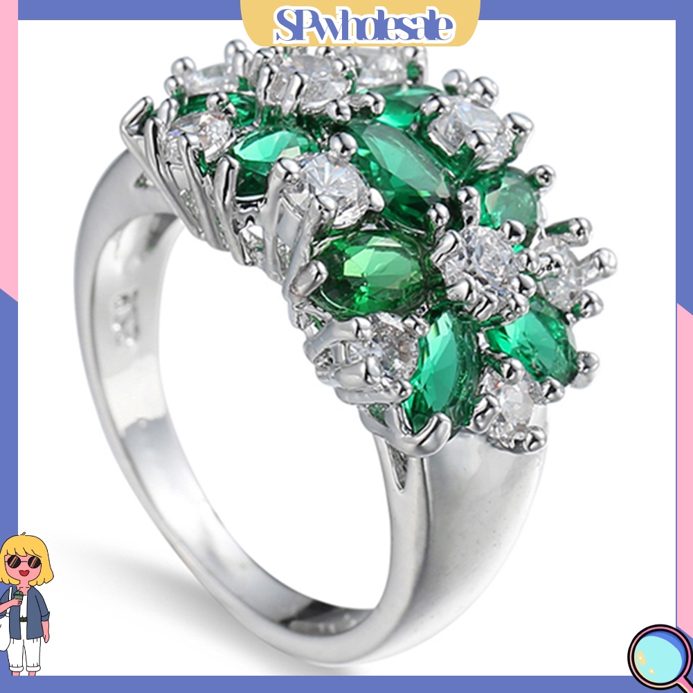 <SPwholesale> Nhẫn Mạ Bạc 925 Đính Đá Thời Trang Cho Nữ