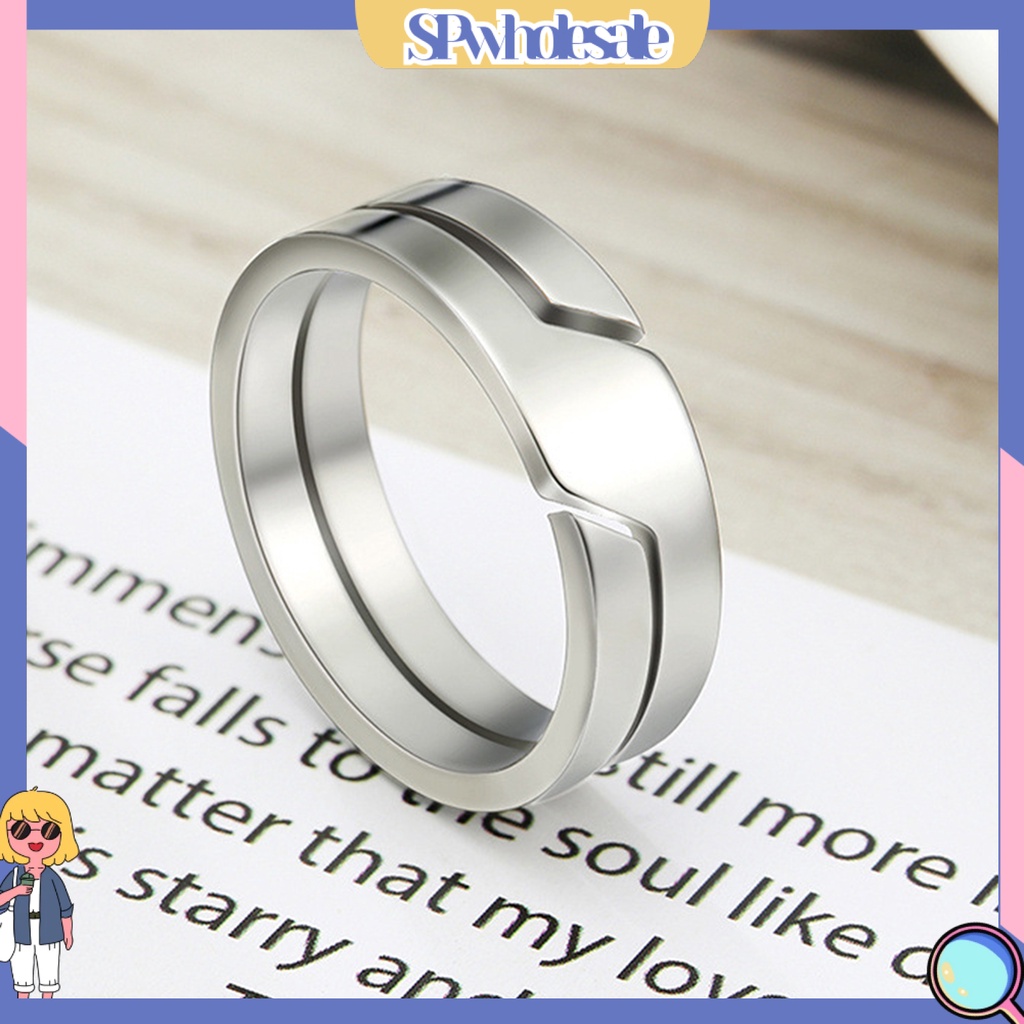 <SPwholesale> Nhẫn Cặp Đôi Bằng Thép Không Gỉ Họa Tiết Hình Học Cổ Điển Phù Hợp Làm Quà Trang Sức Cho Nam Và Nữ Mặc Hàng Ngày