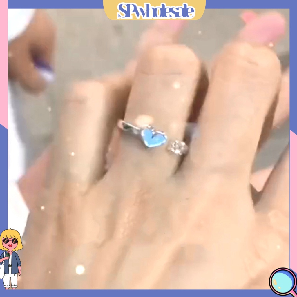 <SPwholesale> Nhẫn Hình Trái Tim Phát Sáng Có Thể Điều Chỉnh Kích Cỡ Dành Cho Cặp Đôi