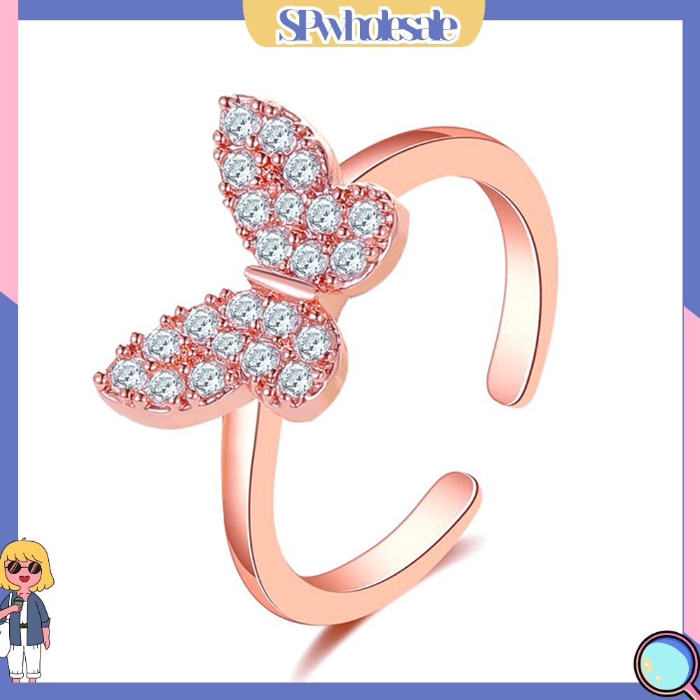 <SPwholesale> Nhẫn Hở Hình Bướm Đính Đá Thời Trang Cho Nữ
