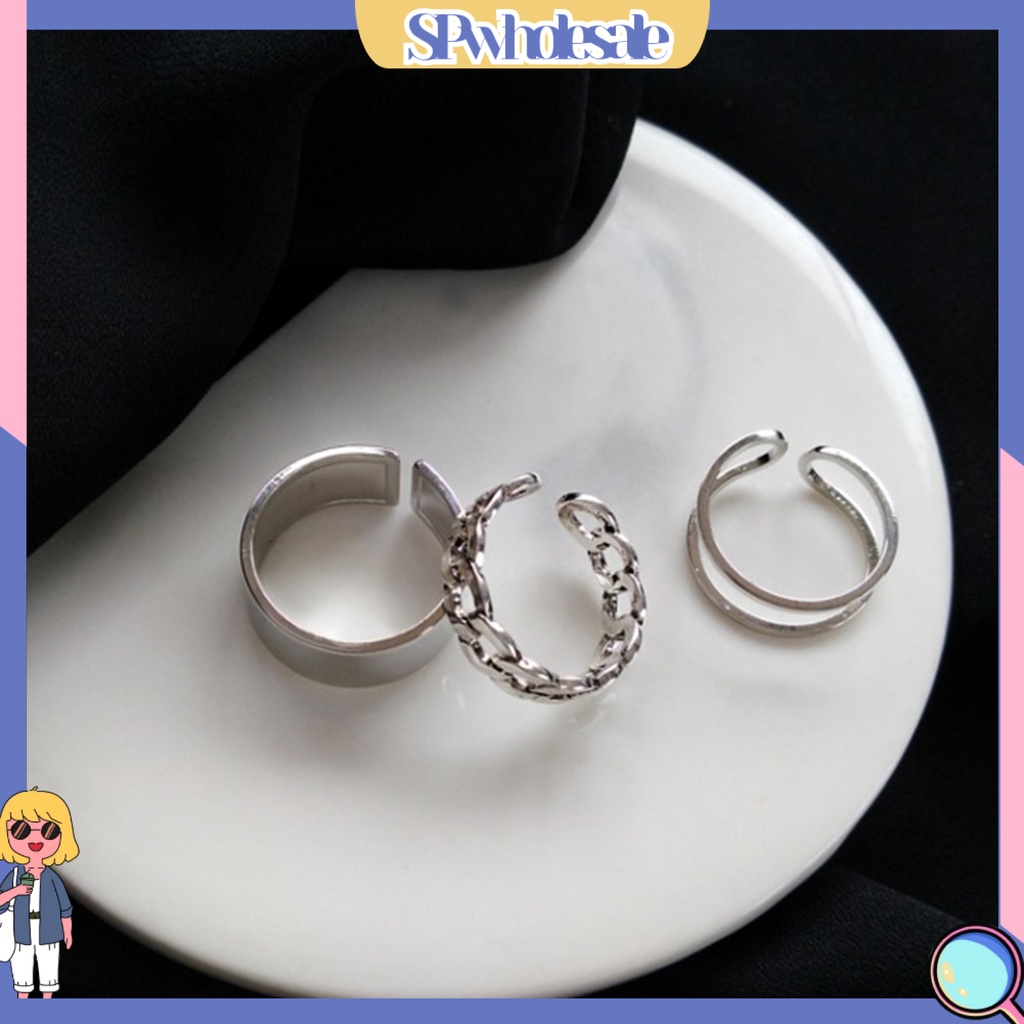 <SPwholesale> Bộ 3 Nhẫn Hở Đeo Khớp Ngón Tay Có Thể Điều Chỉnh Phong Cách Hip hop Cá Tính Cho Nữ