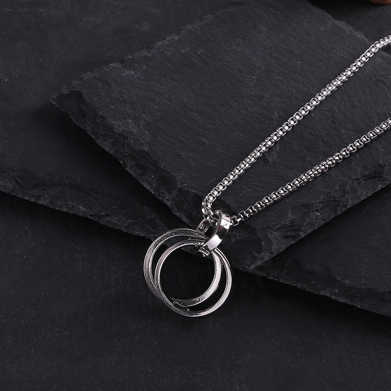 Vòng cổ Hai Lớp Bằng Thép Titan Không Phai Màu Phong Cách Hip hop Cá Tính Cho Nam