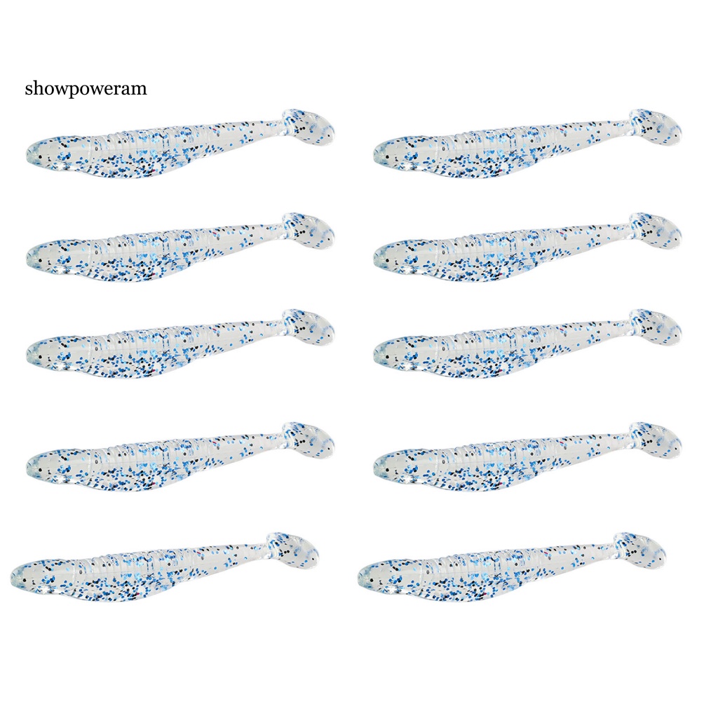 Set 10 Mồi Câu Cá Nhân Tạo Bằng PVC Mềm Hình Chữ T Tiện Dụng