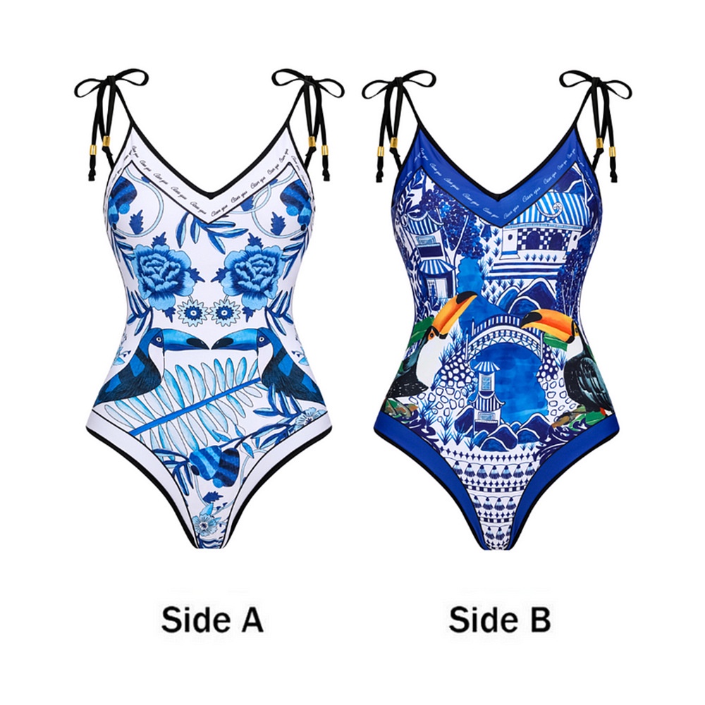 Bikini Một Mảnh Cột Dây Hai Mặt Phong Cách Mới Cho Nữ đồ bơi