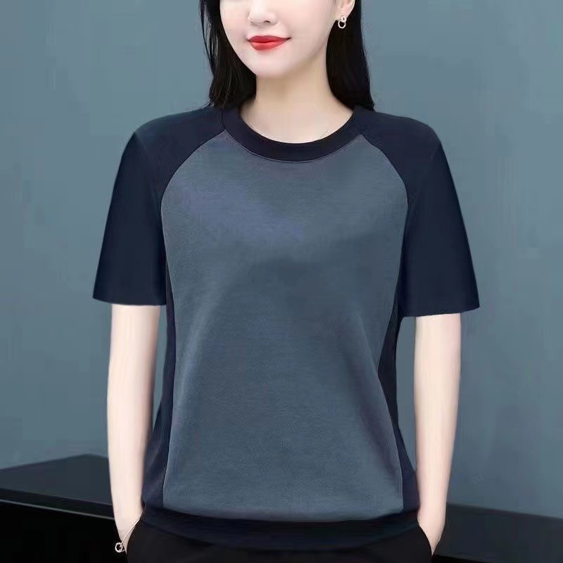 Áo sơ mi trung niên phụ nữ thời trang mùa hè rộng rãi áo thun ngắn tay