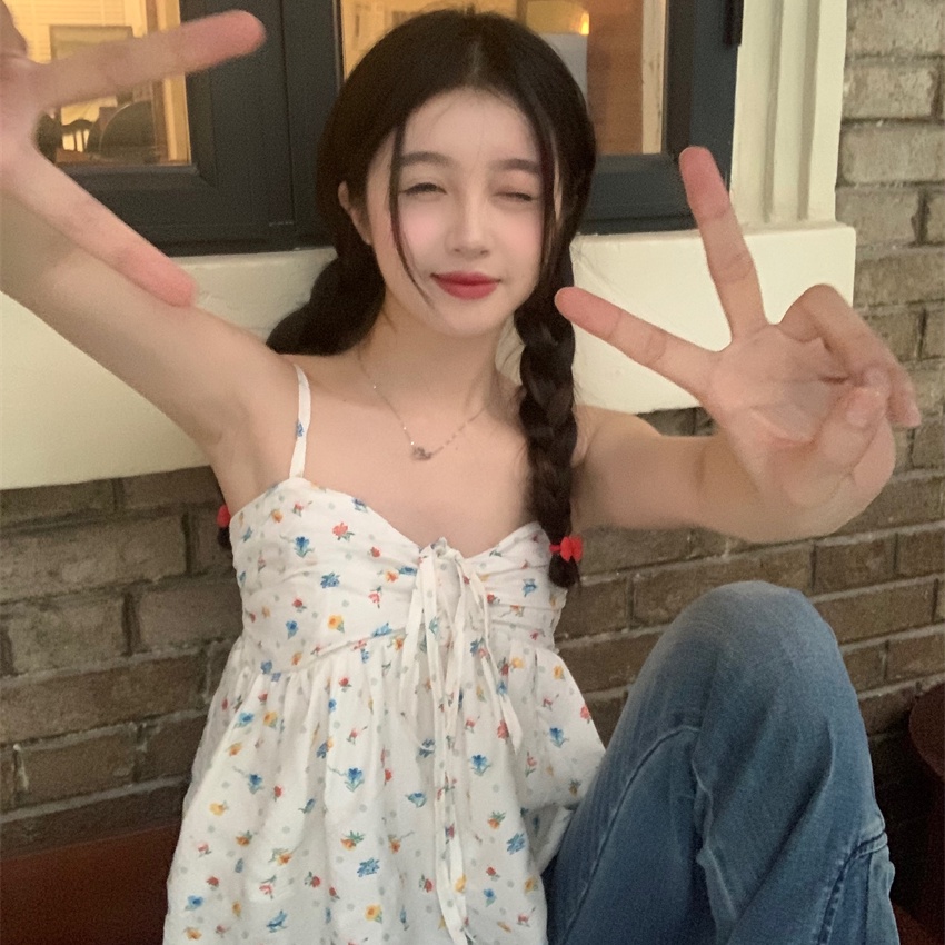 COZOK Áo Hoa Không Tay Cột Dây Thời Trang Gợi Cảm Cho Nữ