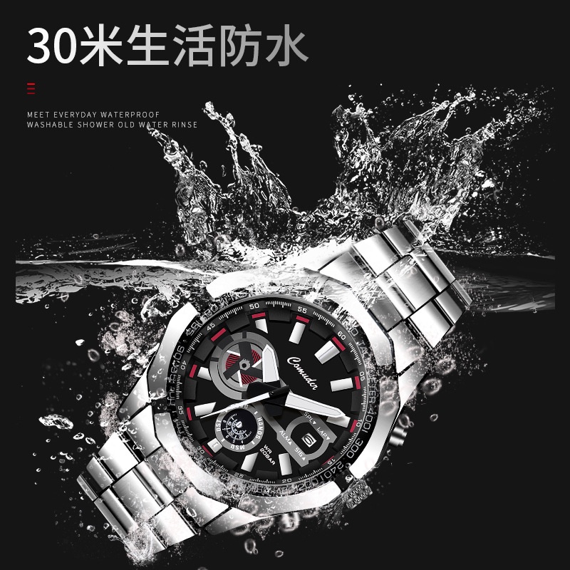 Đồng Hồ Đeo Tay Bằng Thép Chống Nước Có Lịch Thời Trang Cho Nam