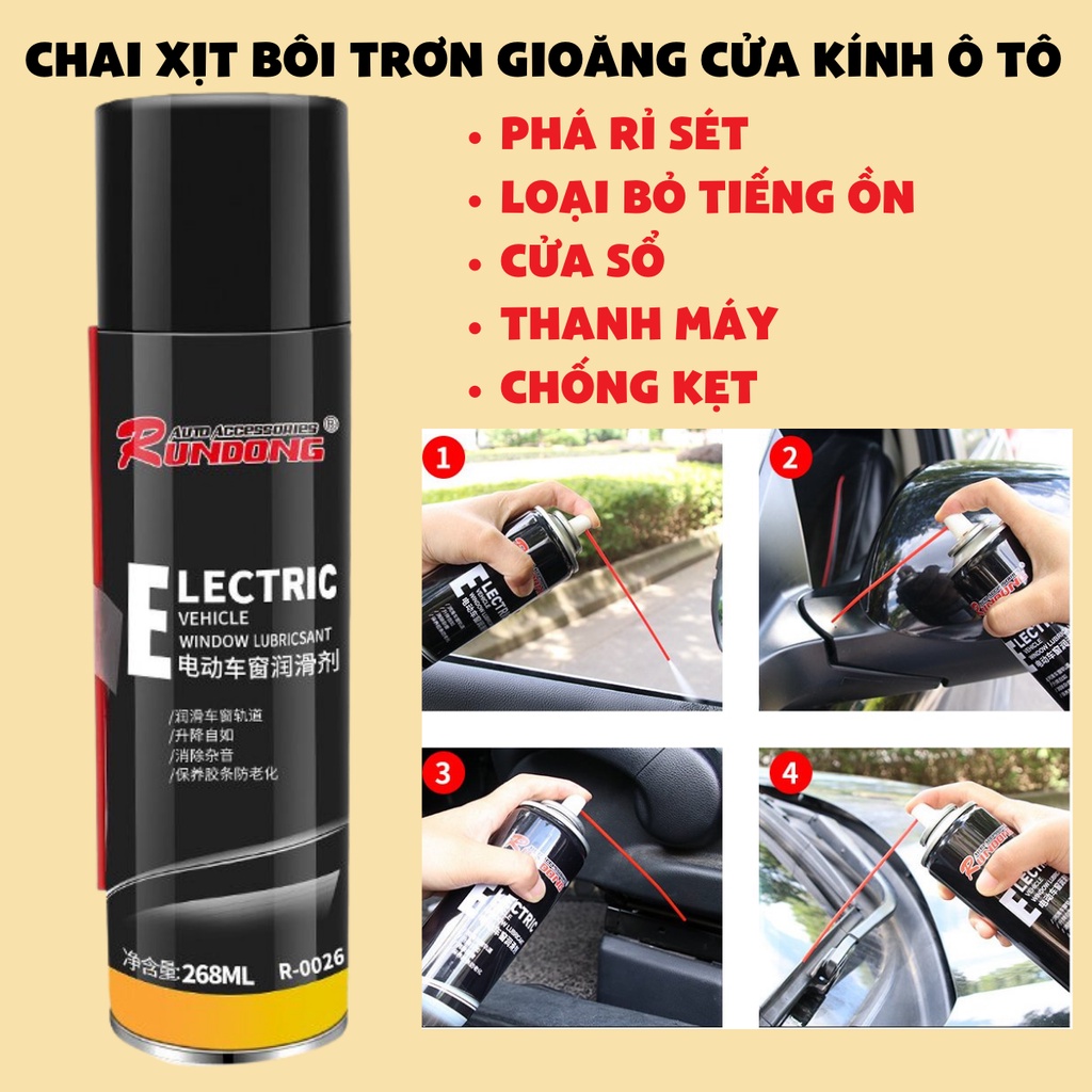 Chai bình xịt bôi trơn gioăng cửa kính ô tô xe hơi dung dịch bảo dưỡng làm mới cao su chống kẹt, phá rỉ sét