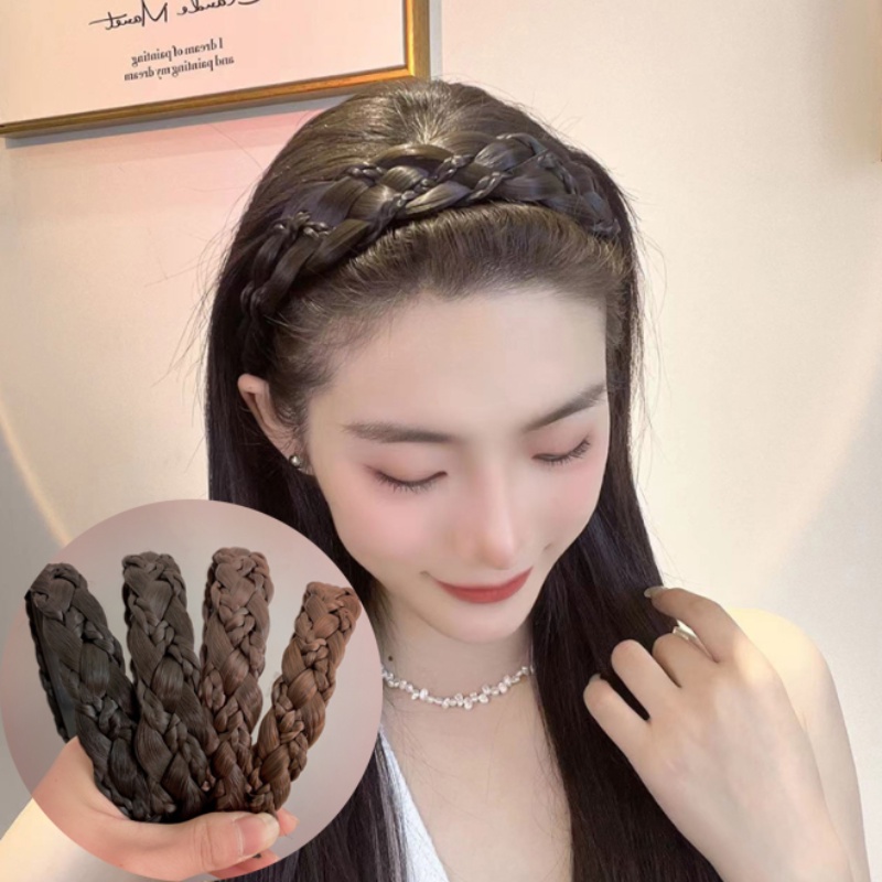 Băng Đô Bện Tóc Giả Vành Rộng Dày Dặn Thời Trang Cho Nữ