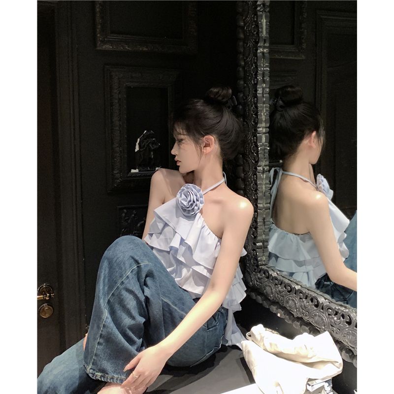 Áo Hai Dây Nhún Bèo Quyến Rũ Thời Trang Hè Cho Nữ