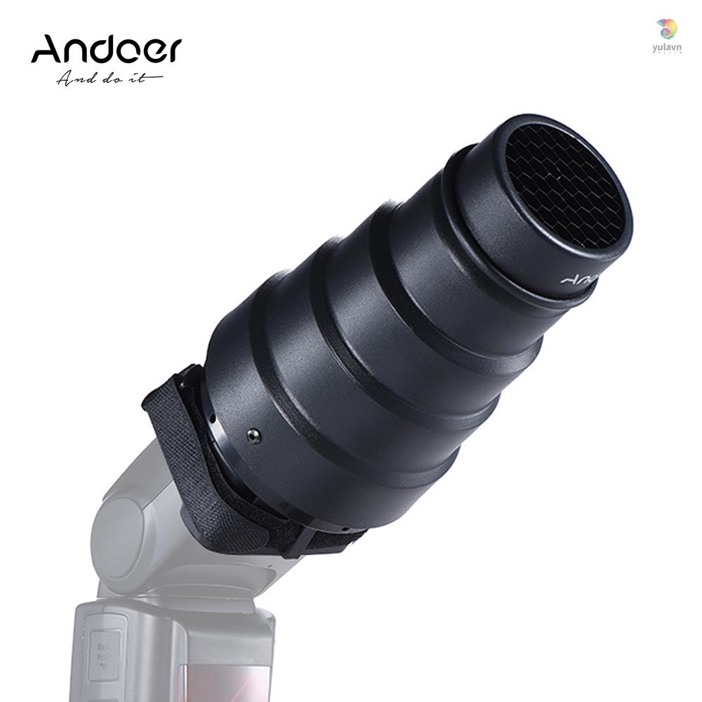 ANDOER Đèn Snoot Light Modifier w / 50 Độ Thay Thế Màu Tổ Ong Cho Neewer Yongnuo Godox Meike Vivitar Chụp Ảnh