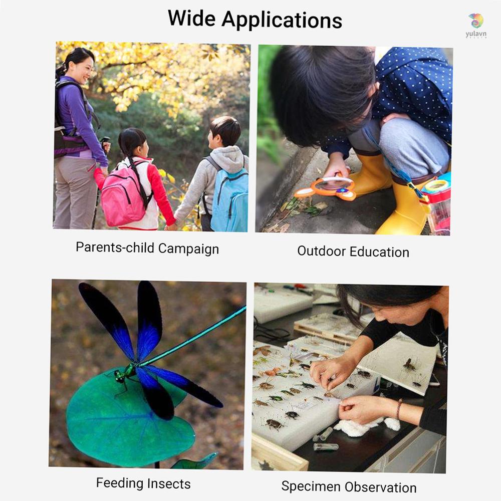 Hộp Kính Lúp 2.6X &amp; 4.5X Quan Sát Côn Trùng Kèm Nhíp Tiện Dụng Cho Bé