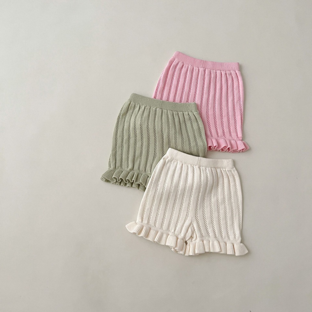 Quần Short Dệt Kim Mỏng Thoáng Khí Dễ Thương Phong Cách Phương Tây Cho Bé Gái