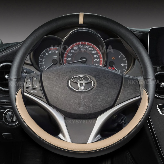 Vỏ Bọc Vô Lăng Bằng Da Sợi Nhỏ Cho Toyota Yaris Vios 2014 2015 2016 2017 2018