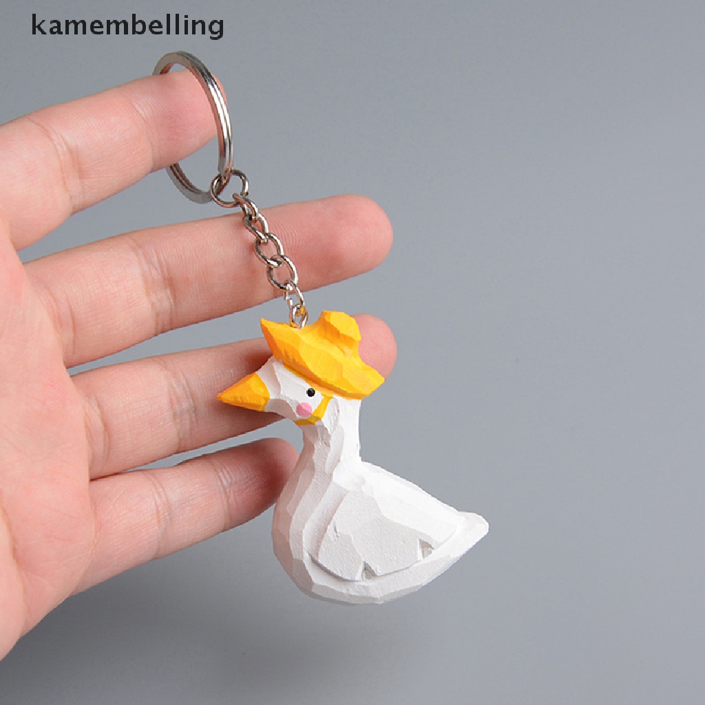 Móc Khóa Thủ Công Bằng Gỗ Khắc Hình Vịt Trắng Dễ Thương Sáng Tạo