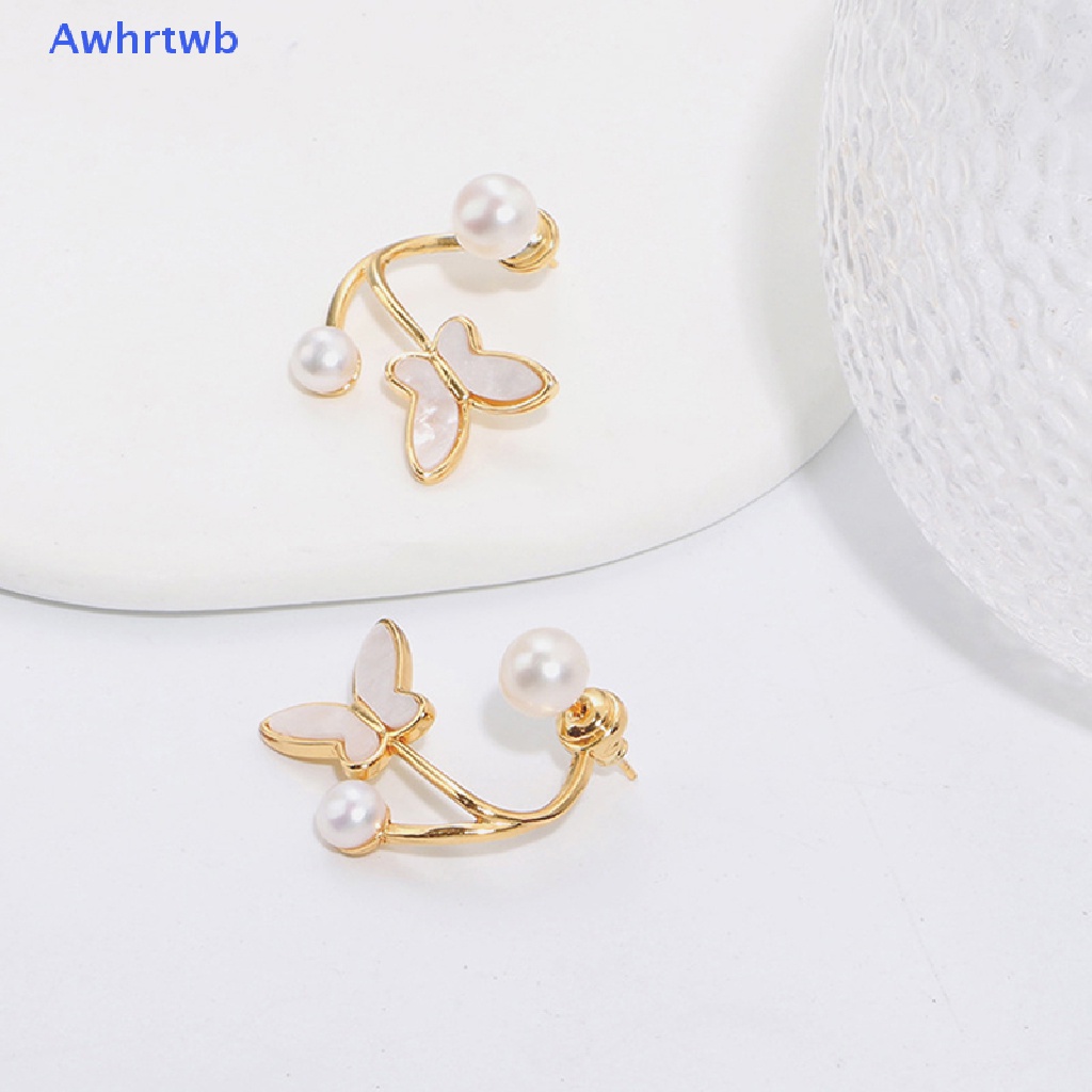 Bông Tai Hình Bướm Đính Ngọc Trai Giả Thanh Lịch Kiểu Hàn Quốc Cho Nữ