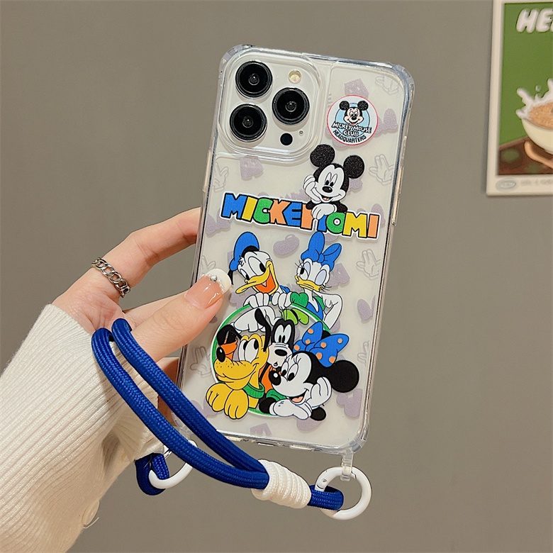 Ốp Điện Thoại Tpu Silicon Mềm Hình Chuột Mickey Gắn Dây Đeo Cổ Tay Làm Vòng Đỡ Phối Dây Treo iphone 12 14 13 11 Pro Max