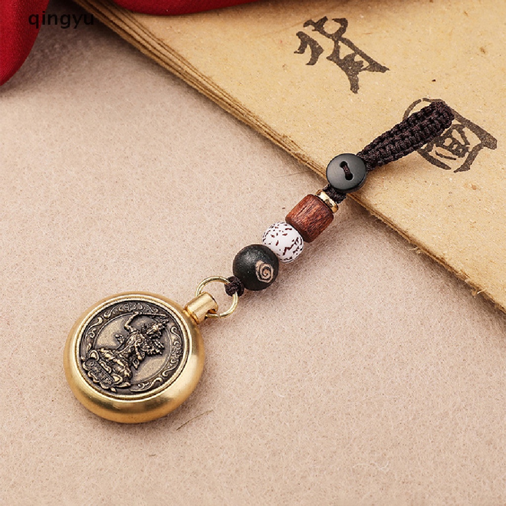 Qingyu Móc Chìa Khóa Xe Hơi Bằng Đồng Thau Hình Phật Hoàng Đạo May Mắn Tám Chúa Bodhisattva Cổ Điển