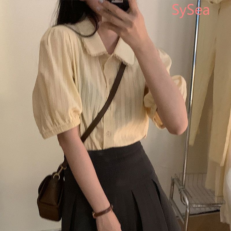 Áo Sơ Mi Cổ Búp Bê Thời Trang Mùa Hè Hàn Quốc Cho Nữ