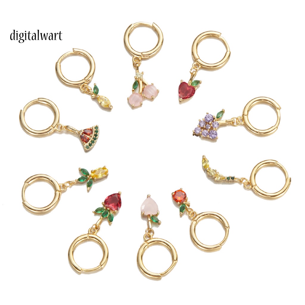 Kỹ Thuật Số| 1 Khuyên Tai Vòng Lủng Lẳng Đính Đá Hình Chùm Nho Nhiều Màu Trang Sức Hằng