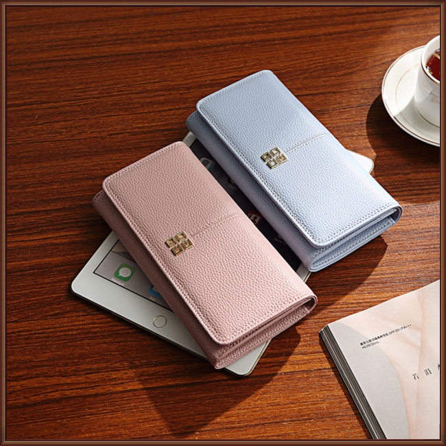 Ví Da Pu Dáng Dài Màu Trơn Cỡ Lớn Thời Trang Sang Trọng Cho Nữ