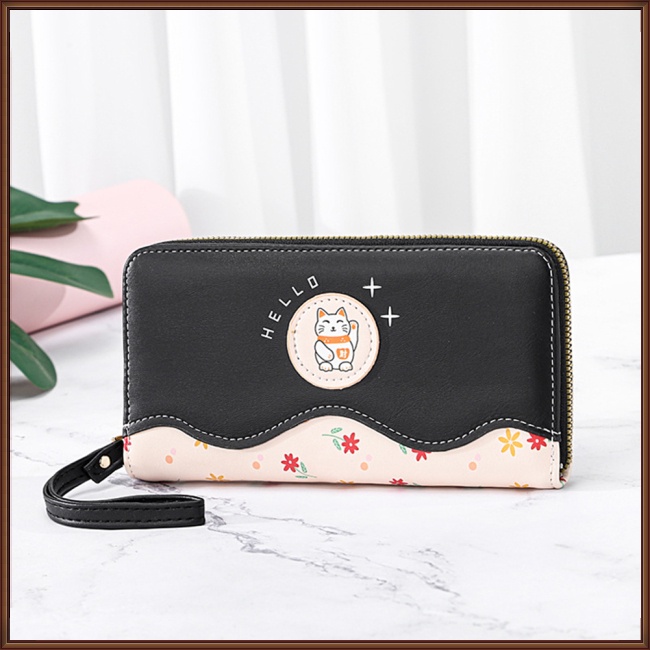 Ví Dài Đựng Điện Thoại Nhiều Ngăn Phối Màu Tương Phản Đơn Giản Cho Nữ