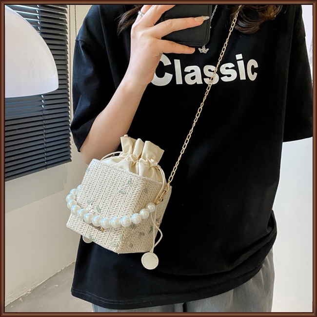 Túi Đeo Vai Hình Vuông Đính Ngọc Trai Thời Trang Dành Cho Nữ