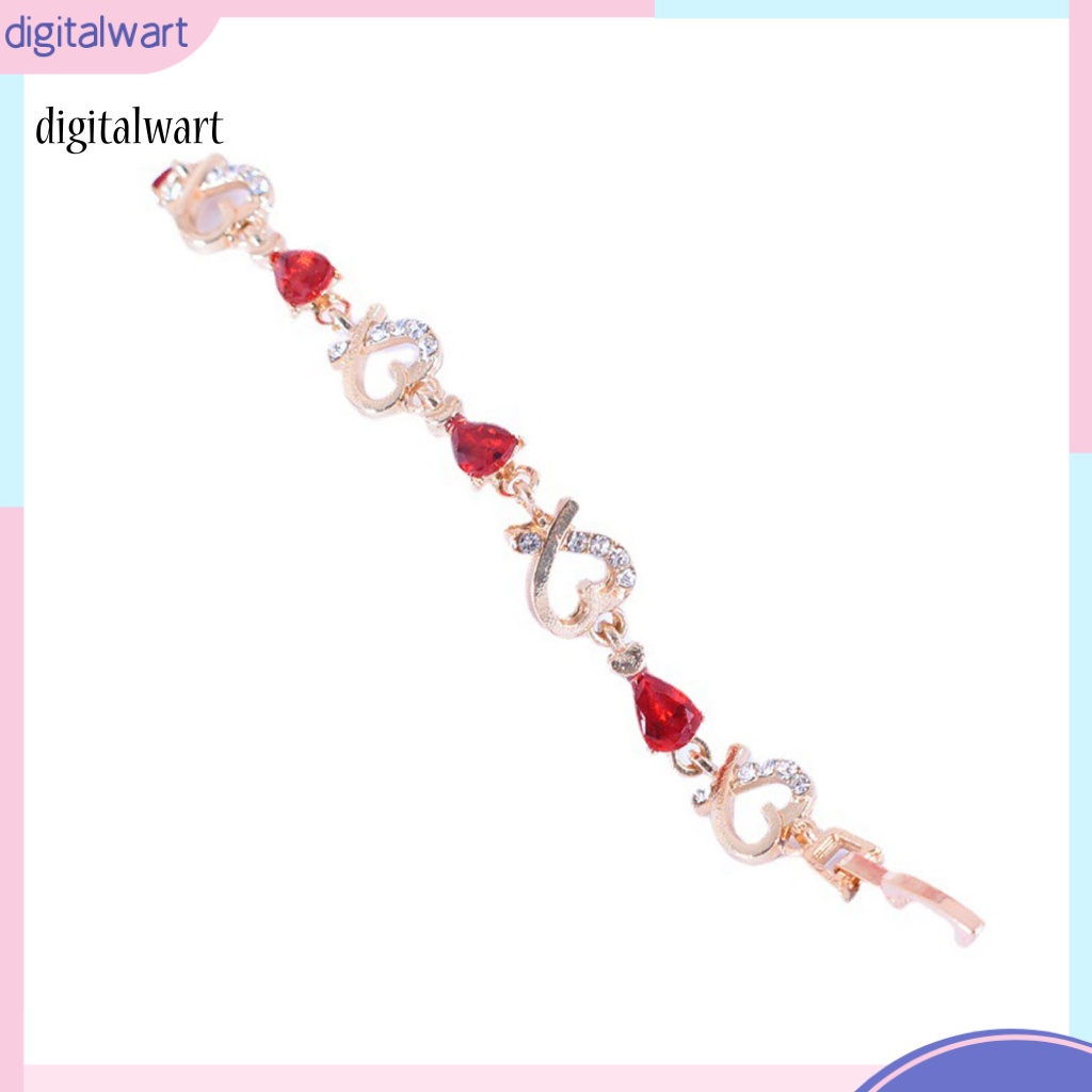 Kỹ Thuật Số| Vòng Tay Hợp Kim Mặt Hình Trái Tim Đính Đá Lấp Lánh Cho Nữ