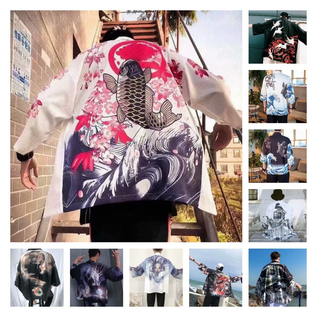Áo Khoác Kimono Dáng Rộng Ba Lỗ Phong Cách Retro Nhật Bản Bán Chạy Cho Nam Sinh
