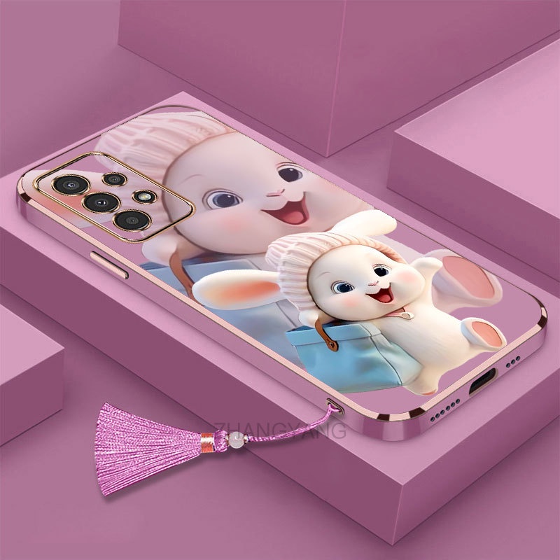 Ốp lưng Samsung a13 a23 Silicon Viền Thẳng Họa Tiết Chú Thỏ Nhiều Màu Dễ Thương Kèm Dây Đeo Cho Samsung a13 a23