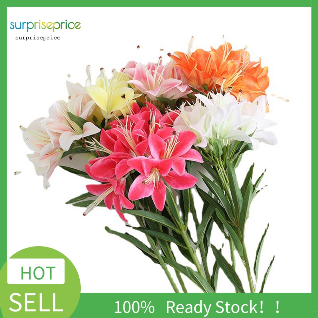 Bó Hoa Lily Cao Su Mềm 10 Đầu Không Phai Màu Chăm Sóc Dễ Sử Dụng Trang Trí Đám Cưới