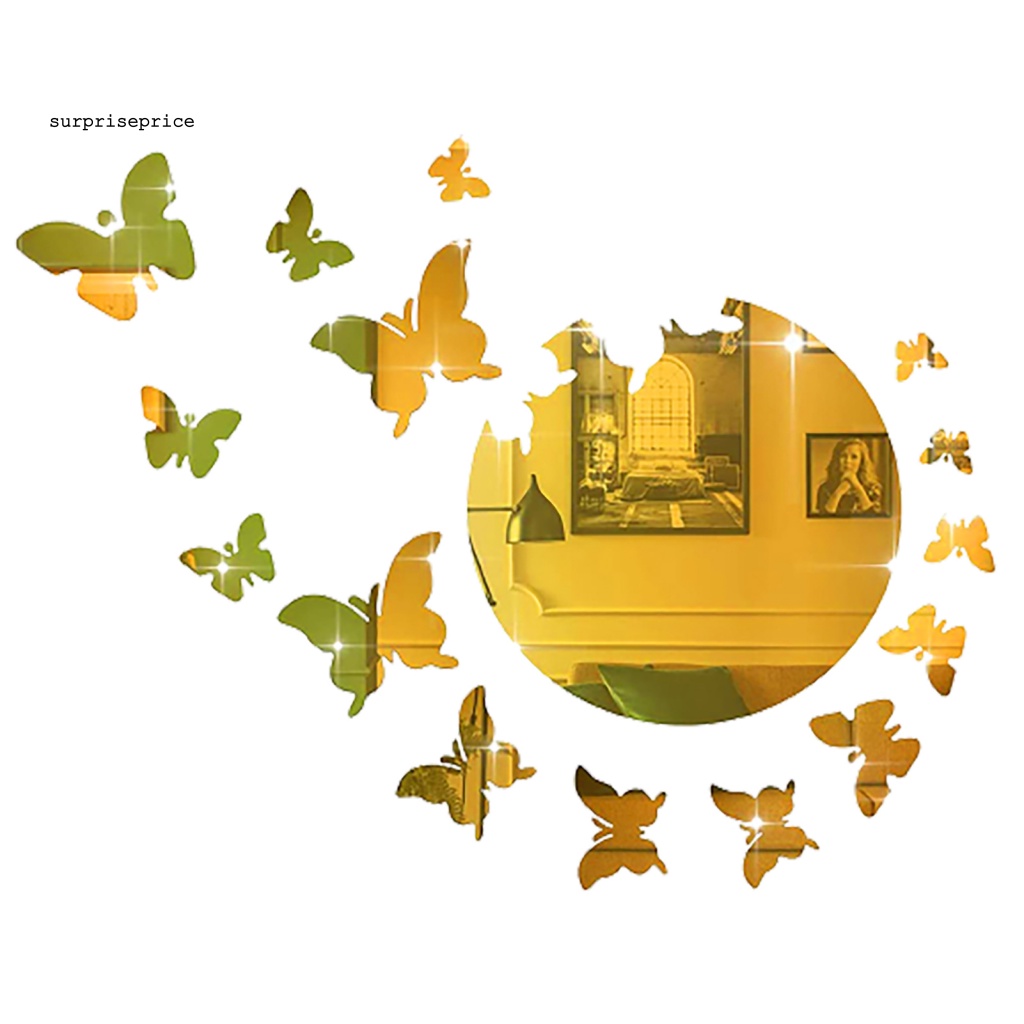 1 Bộ Sticker Dán Tường Mặt Gương Acrylic Hình Bướm Có Thể Tháo Gỡ Cho Nhà Ở